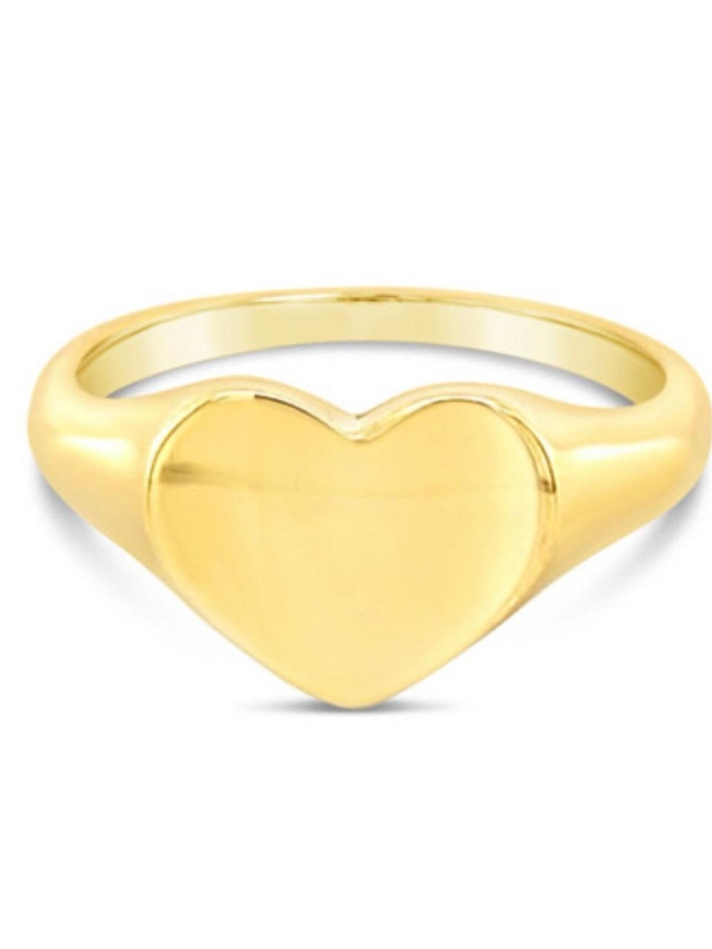14K Real Solid Yellow Gold Signet Heart Ring Engravable Size 6